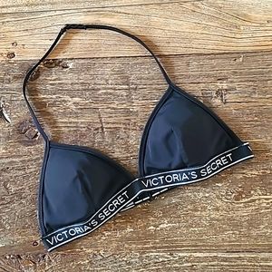 Victoria's Secret Black Halter Style Bikini Top. Size Small